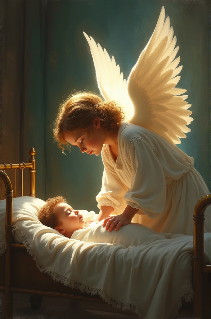 the angel of the Lord leaned over the cradle of a little child