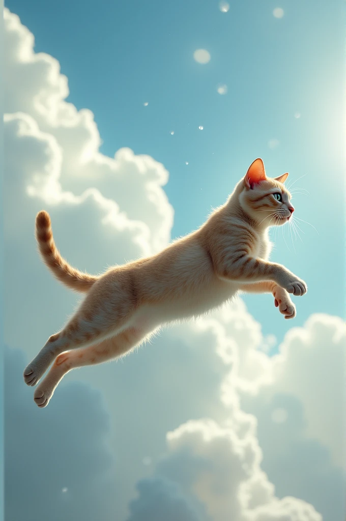 Cat flying in air