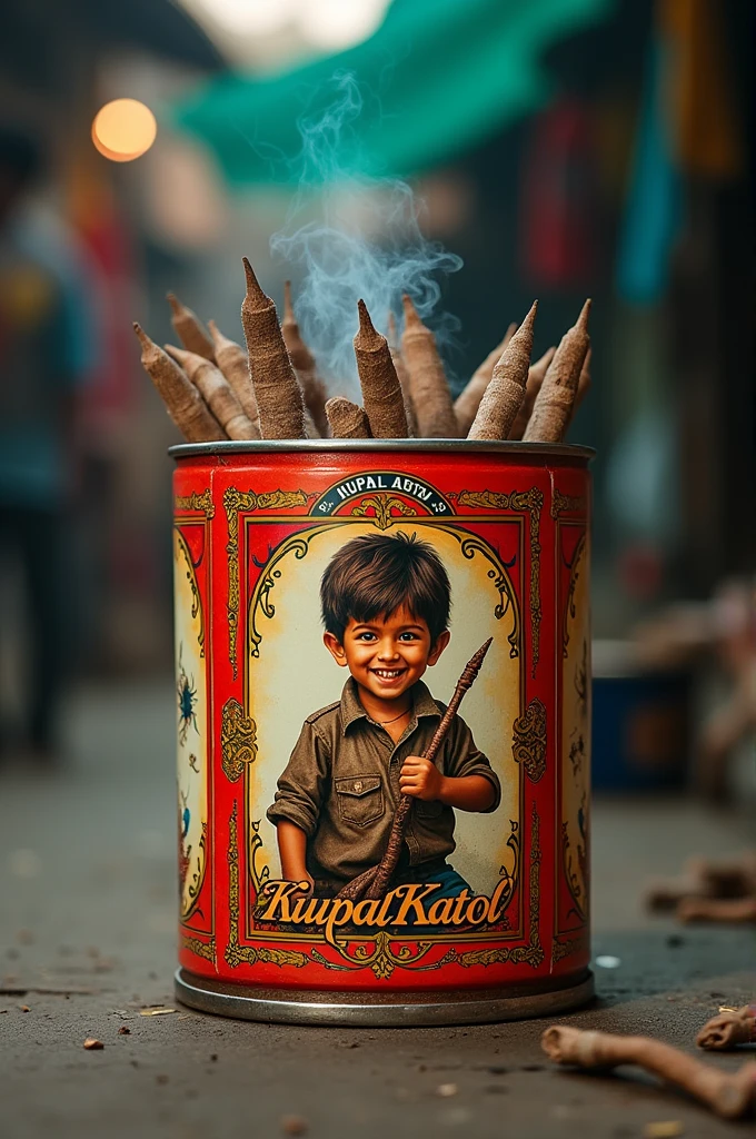 A case of mosquito coil with the brand "KUPAL KATOL" and the street boy logo