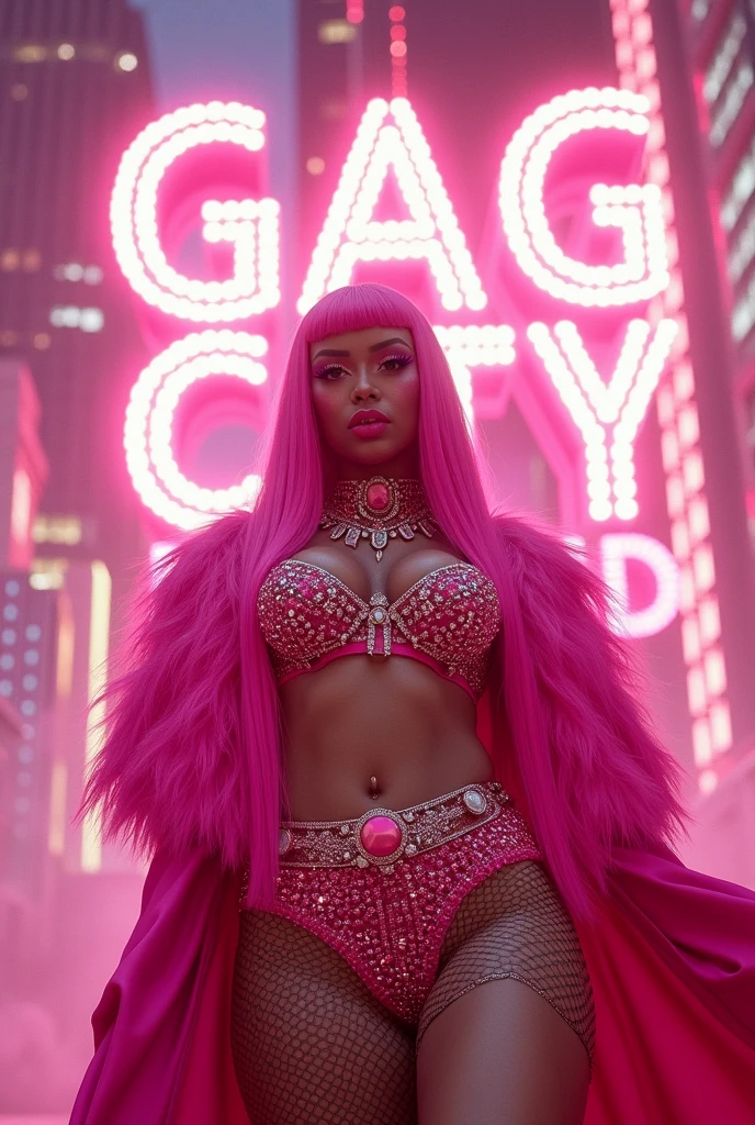 There's a 4K photo in Time Square with Rihanna sitting on the sidewalk with her leg spread and her panties pink