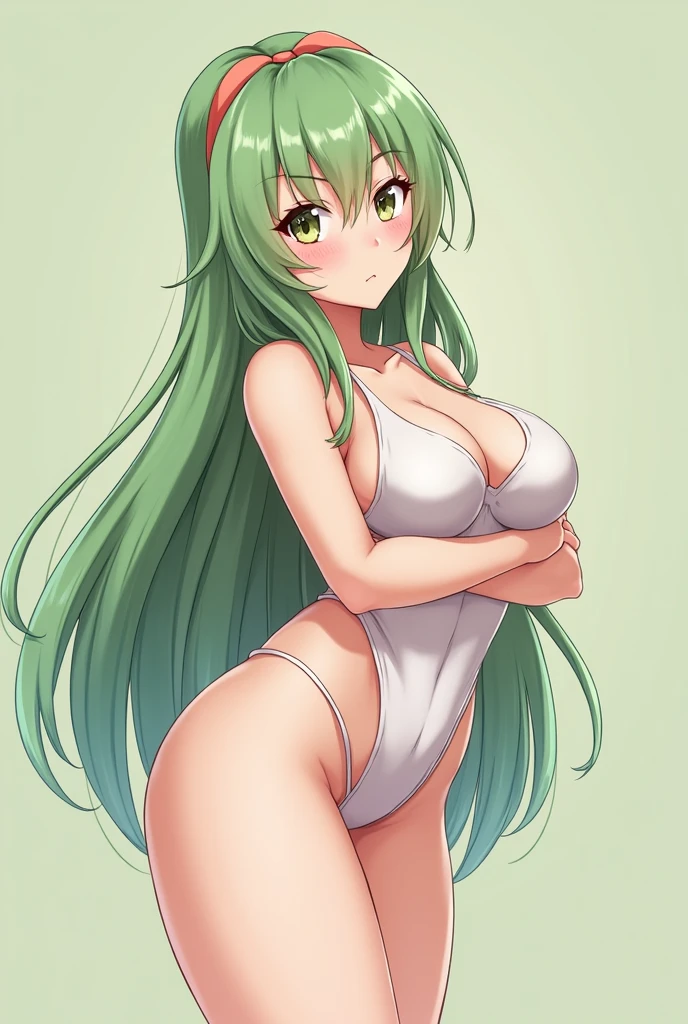 
cute girl, big breasts, big ass, очень big breasts, hentai liuo, wide hips, long light green hair, dove, hentai face. 