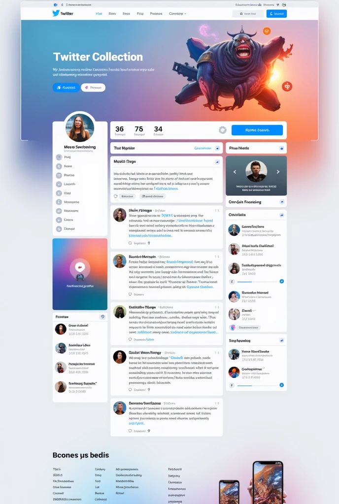 Home Interface of social media like twitter