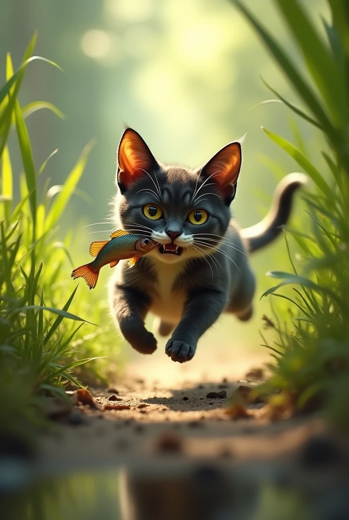 Run by stealing cat fish