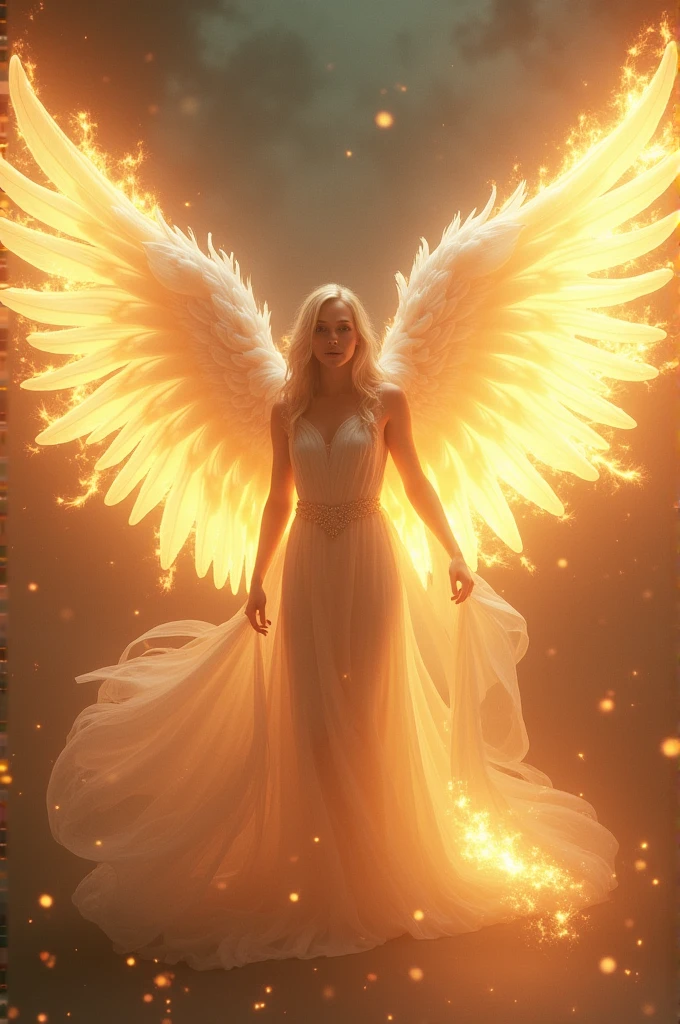 Long white angle wings on fire