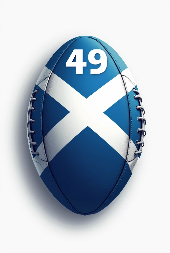 Rugby ball logo with Scottish flag and a 49