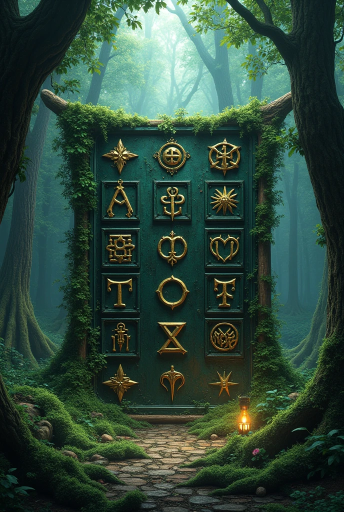 Alphabet from A to Z about Runes that do not exist with a forest theme