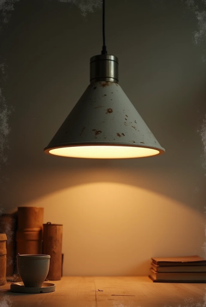 lamp with semi-direct inverted cone light standing cell phone photo quality very very low, with light above and below