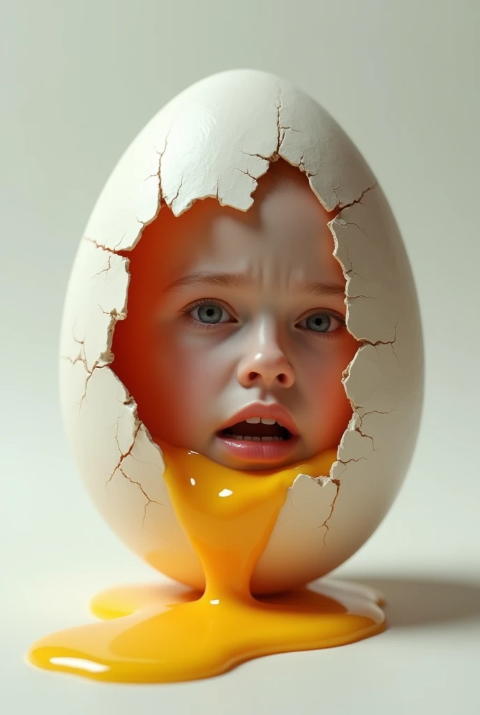 Egg with human face,broken egg