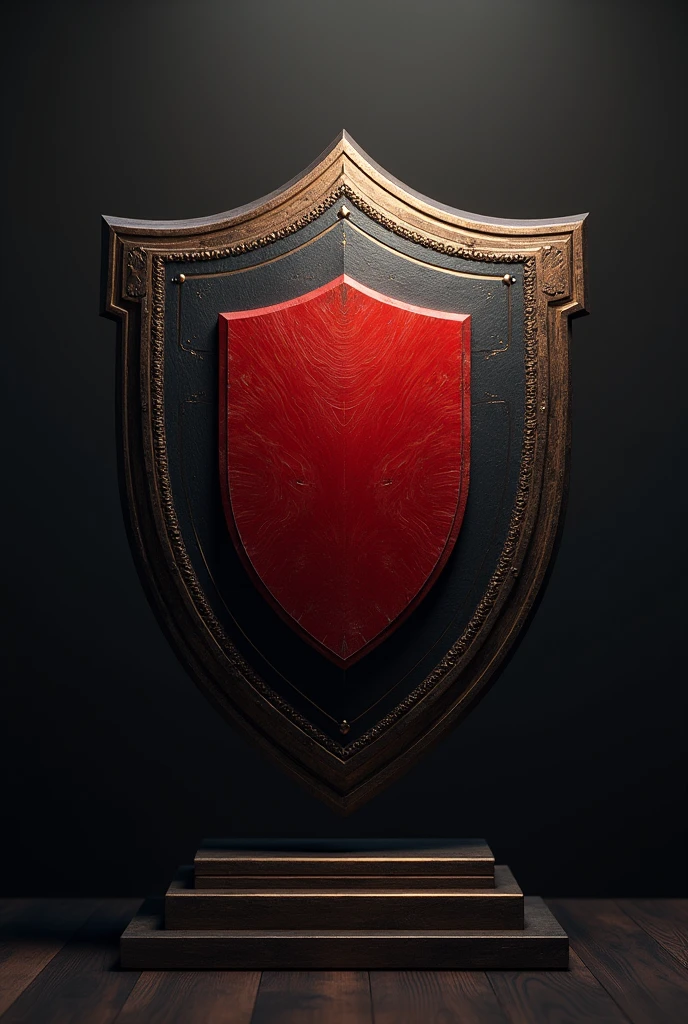 shield for law class that has red 2D and has justice