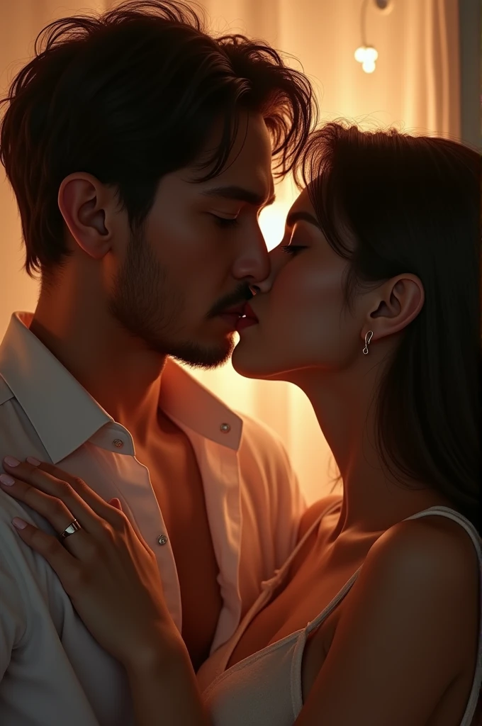 A man and woman kissing in lips