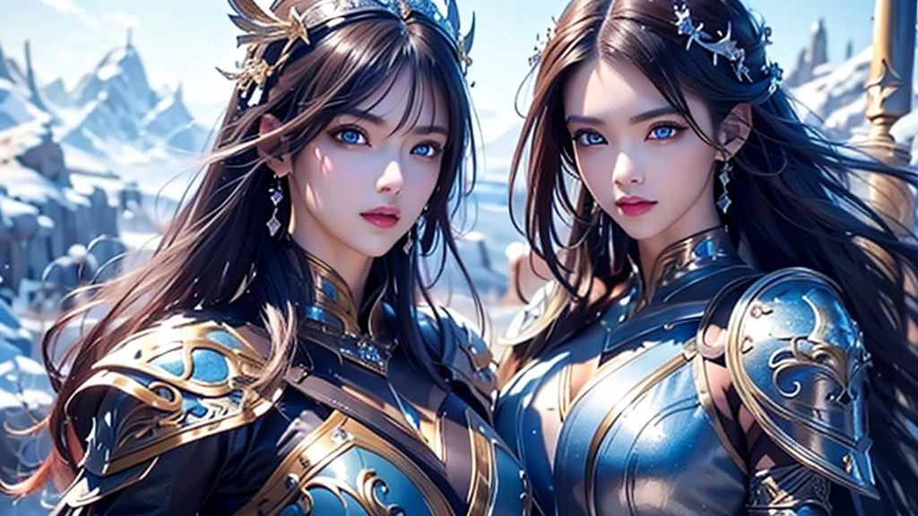 Close-up of woman holding sword and armor, Armor Girl, 2. 5D CGI anime fantasy artwork, Large Breasts,Epic fantasy digital art style, detailed Digital 2D fantasy art, Digital 2D fantasy art, original photo, (best quality:1.3), high resolution, (masterpiece), (lifelike:1.4), Professional photography, Be focused, High Dynamic Range, 8K resolution, Intricate details, Fine details, Depth of Field, Extremely detailed CG unified 8k wallpaper, masterpiece,poster,best quality,Official Art,(Beauty and aesthetics:1.2),(masterpiece:1.3),miss,Personal,Light Leather Armor,Complex Mode,winter,Snow Mountain,Medium distance photography,(midnight),dramatic,Glowing Wings,