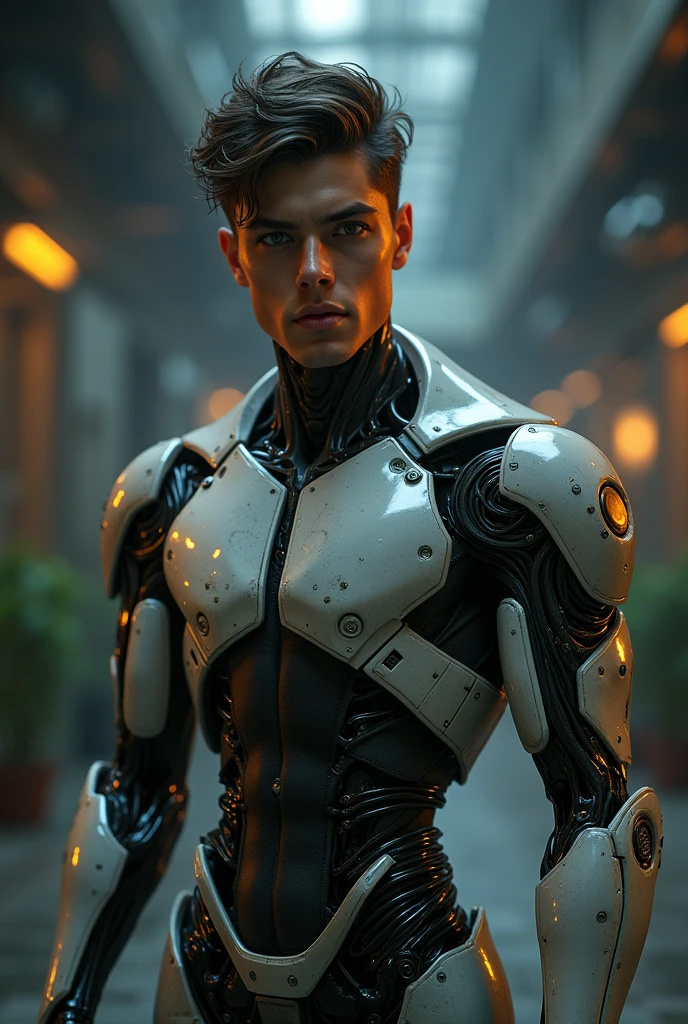 A young man half robot 