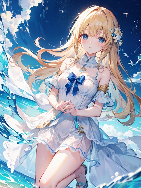 delicate、Highest quality、Ocean、beautiful、ephemeral、Blue light、Golden light、night、photograph、beautiful、hope