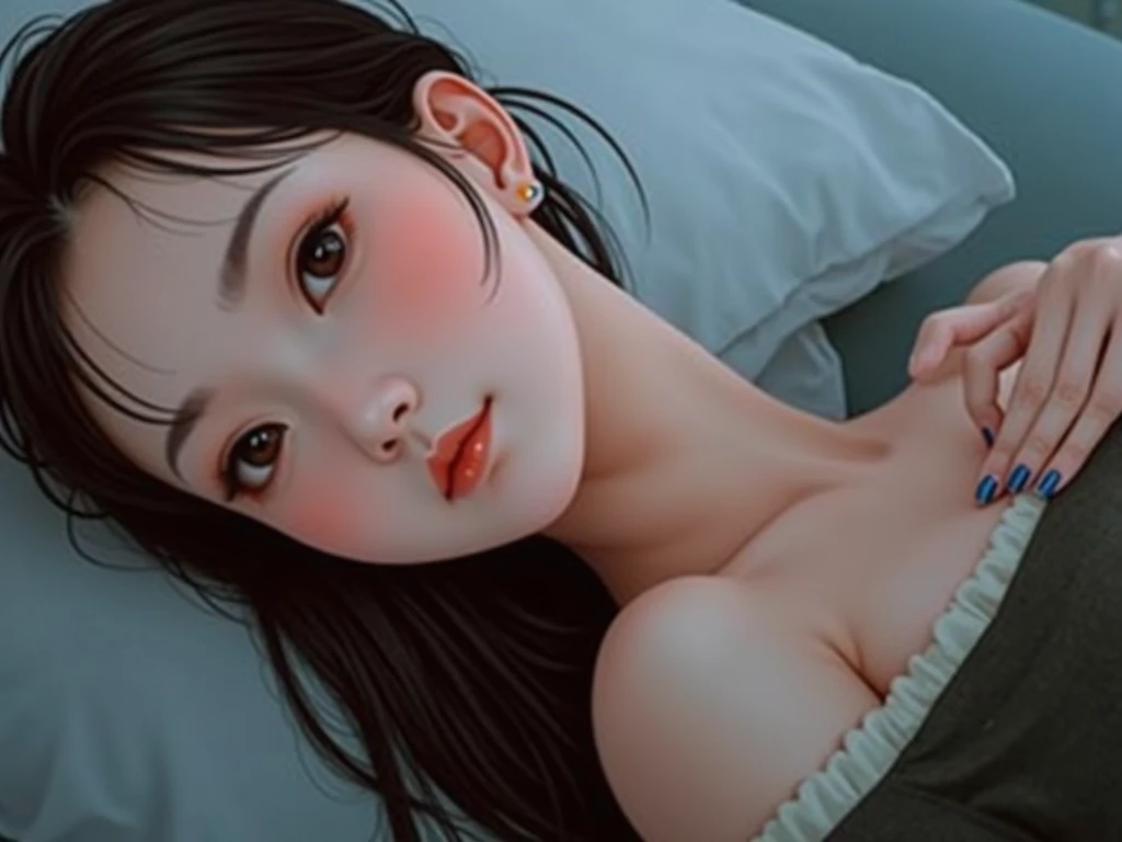 masterpiece,best quality,(Japanese girl),((Beautiful girl)),cleavage,(off shoulder:1.2),(perfect body beauty:1.2),(shy smile),From above