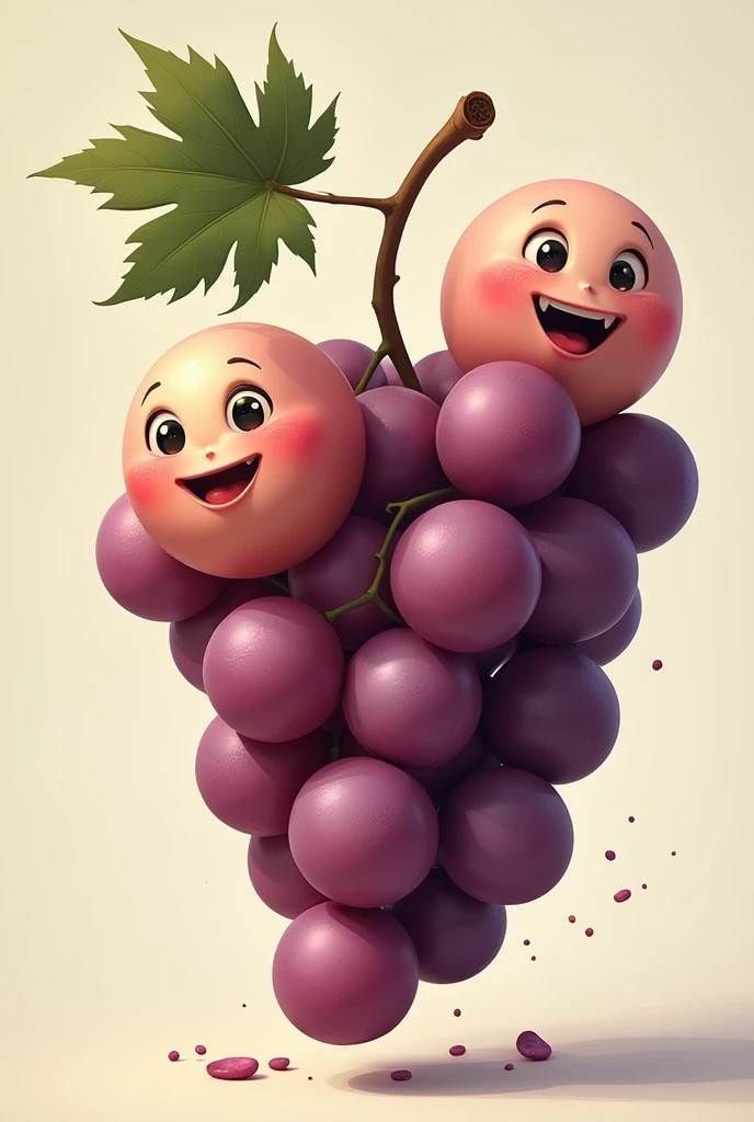 Grapes with smiling human faces