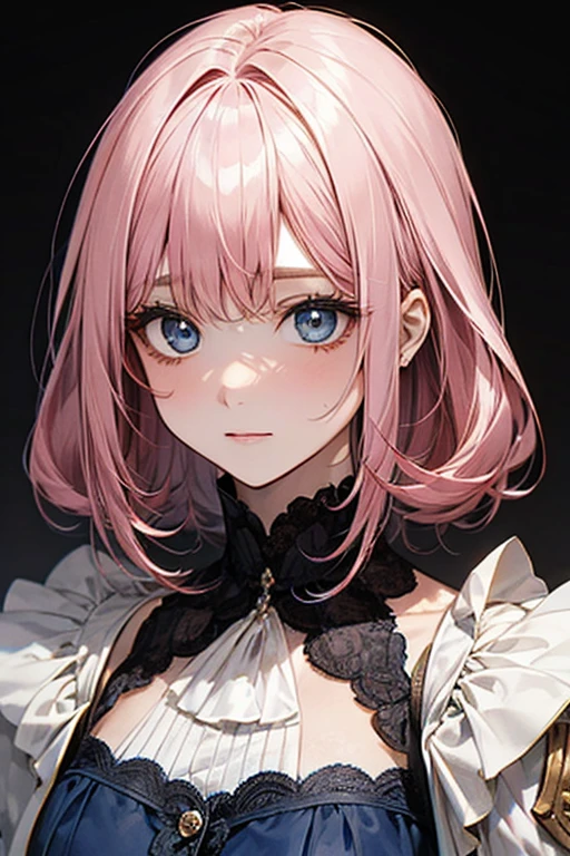 (Antique Style, Like: 1.2, Pink Hair: 1.1, blue eyes: 1.1, Big eyes)