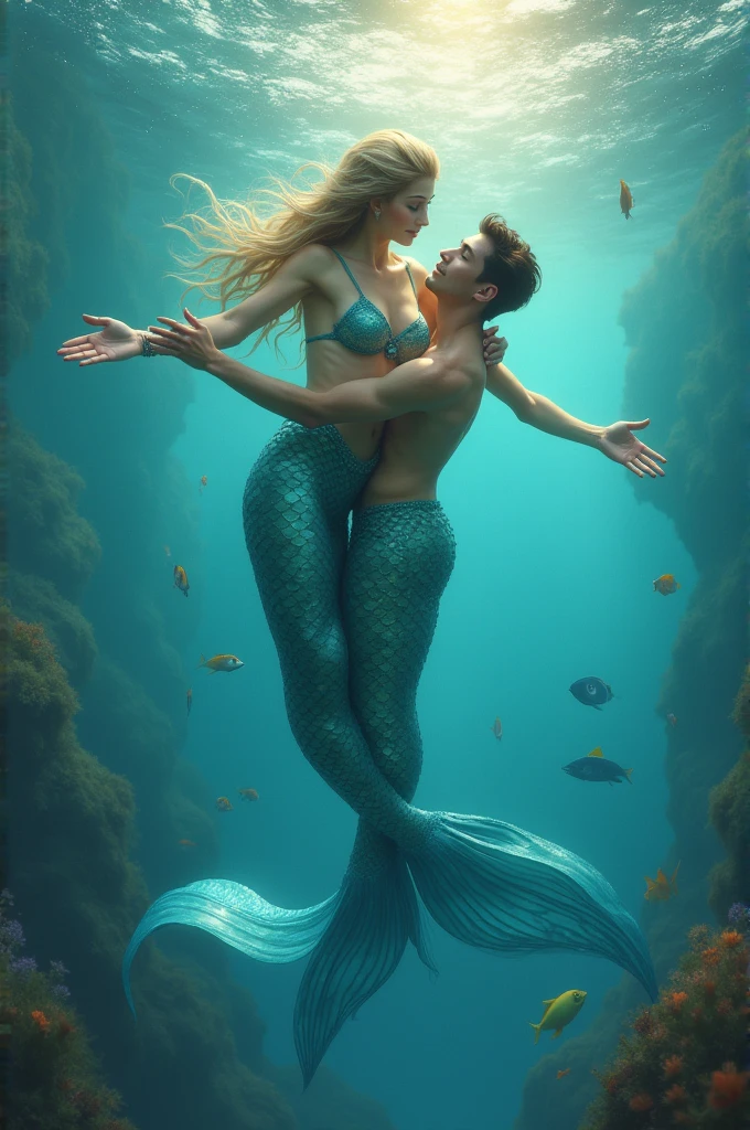 Une belle sirène qui sauve un jeune homme