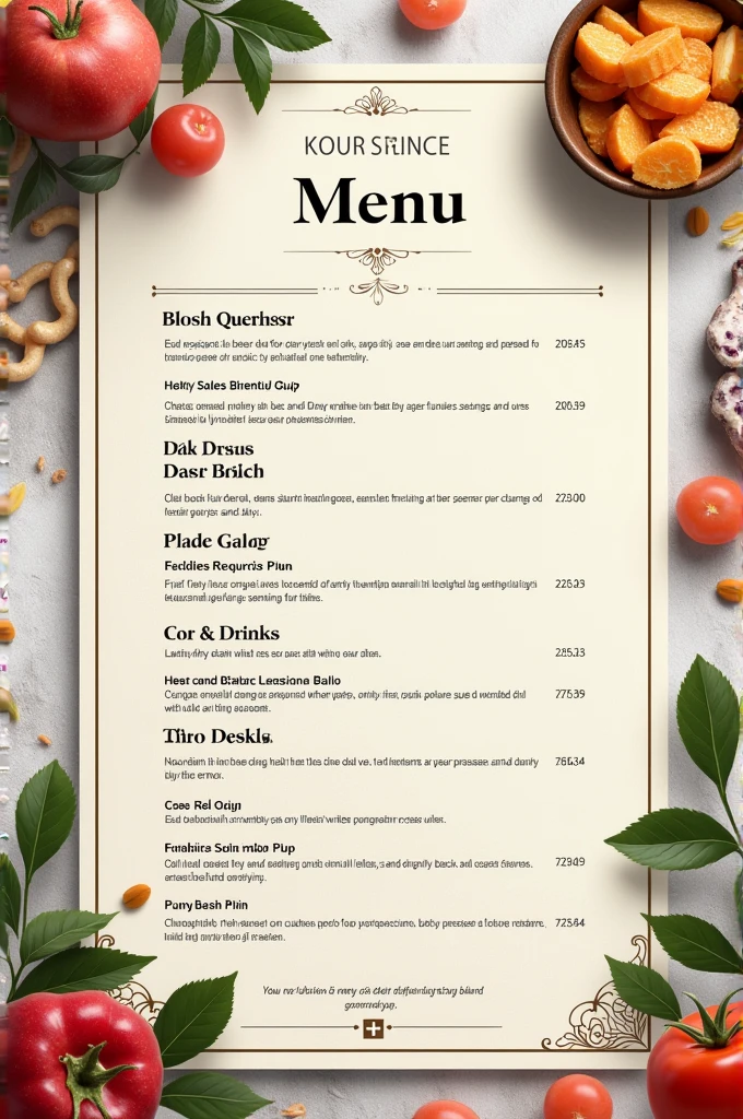 Create different poster of menu for hotel