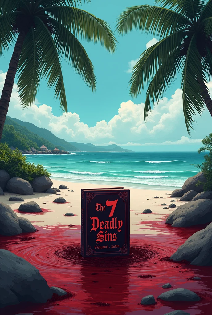beach, bloody water, palmier, with writings the 7 deadly sins volume 1 : Seth et ruby