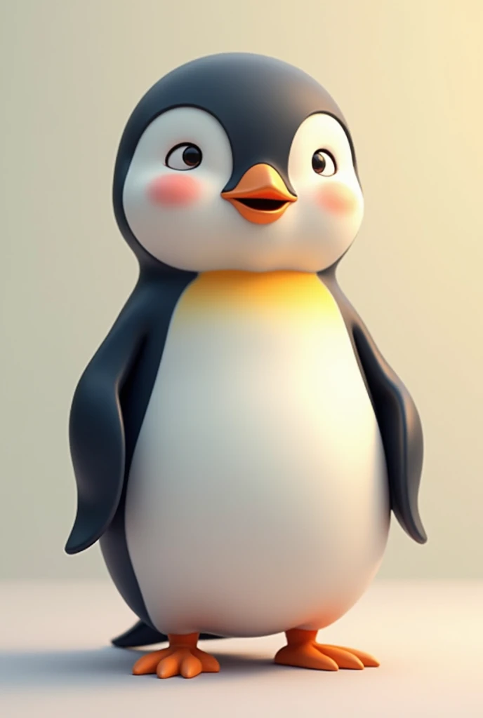 A penguin with a round human head