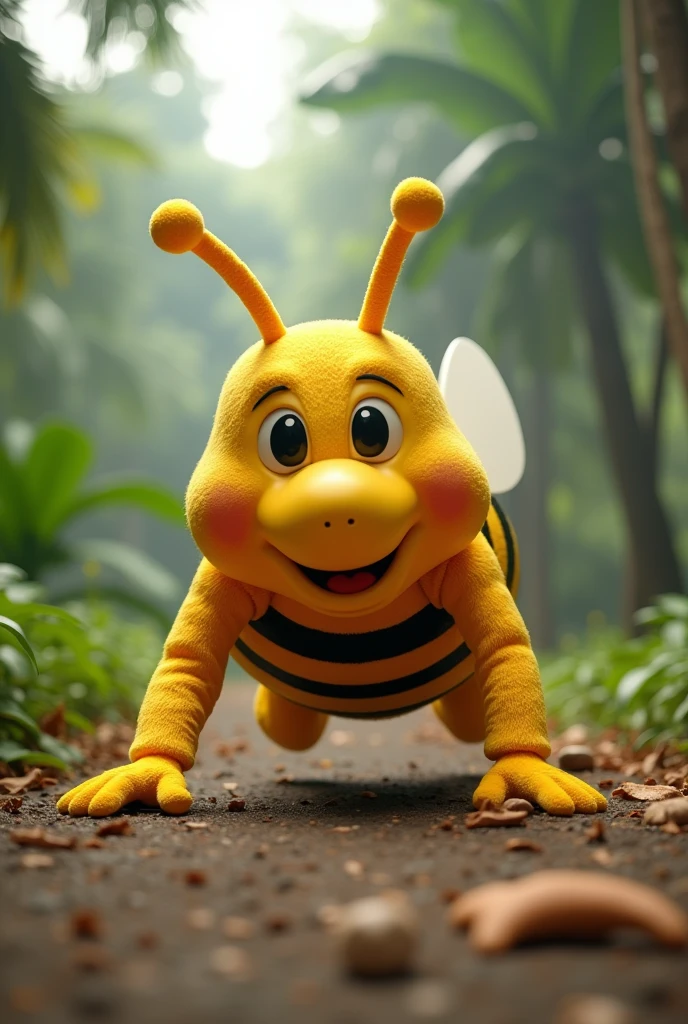 realistic crawling Philippines Jollibee mascot 
