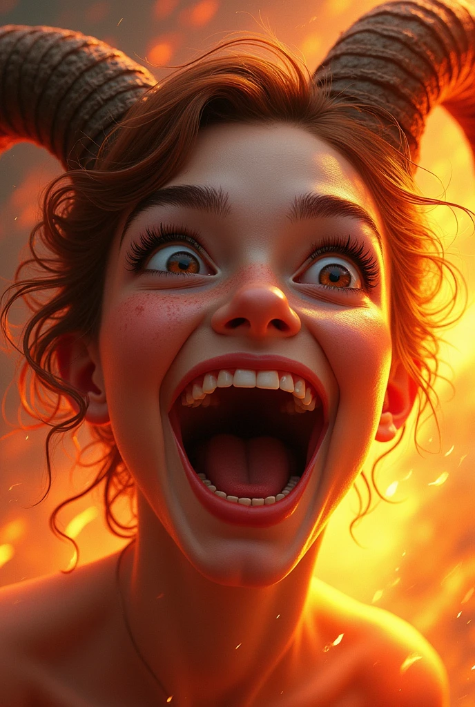 aries zodiac thrilled face with fire background