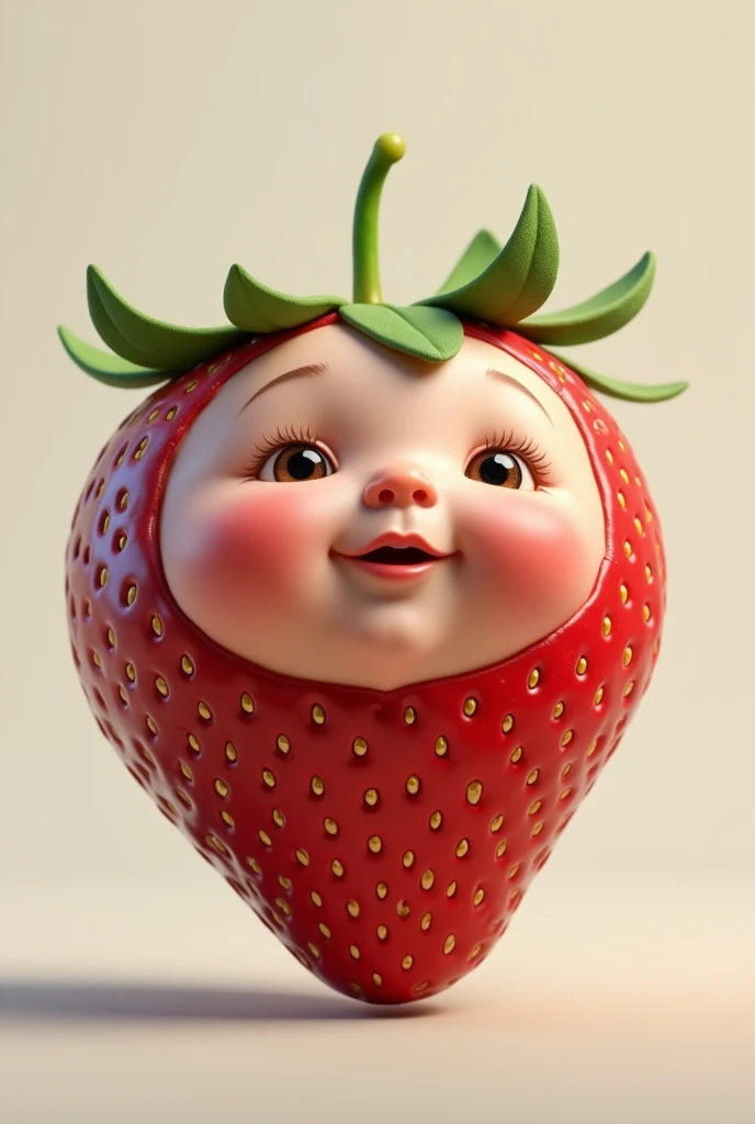 The strawberry has the face of a boy.