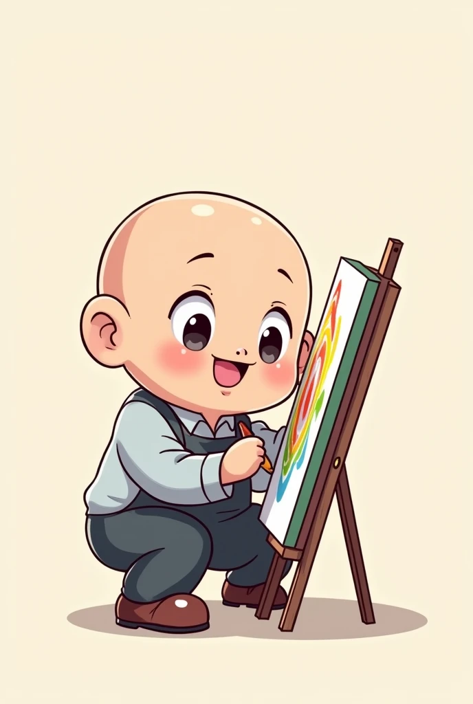 a human adult person drawing in canvas, chibi anime