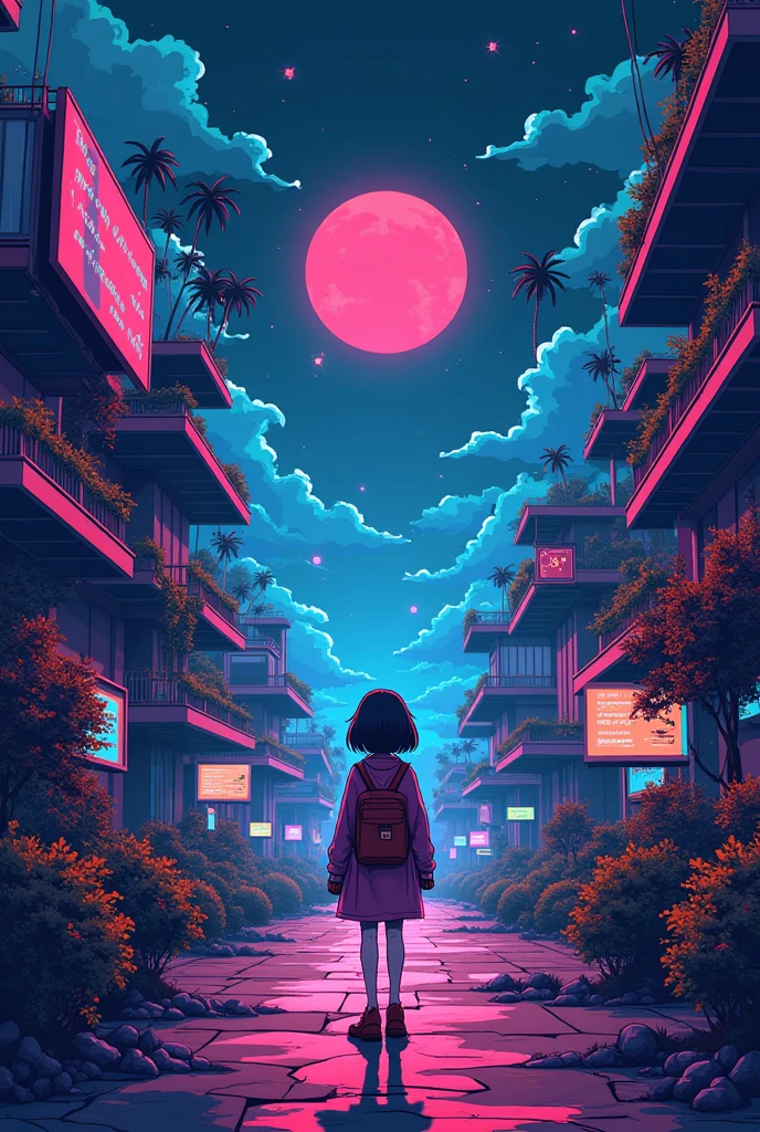 Anime 8 bit color digital art Ilustration