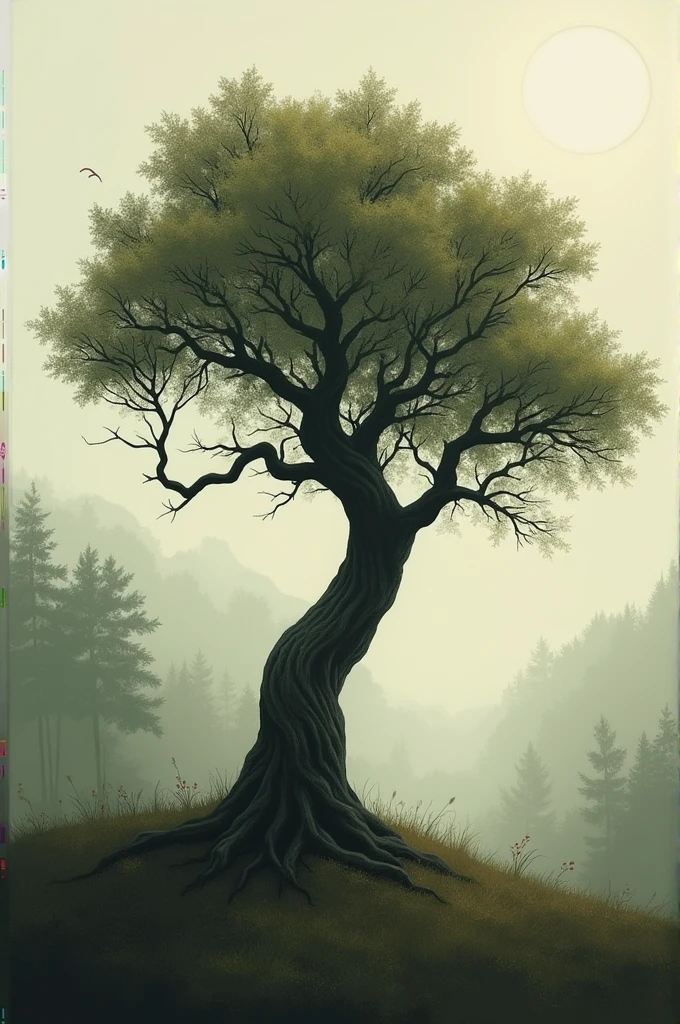Design a picture for cover page for the peom when great trees fall by Maya Angelou