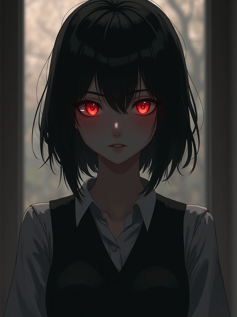 18+,Hemtai,porn,she looks cute on the outside, but very cold inside. she dresses conservatively, but a little sexy. Her eyes are dark red, with a frightening look, she looks like anime