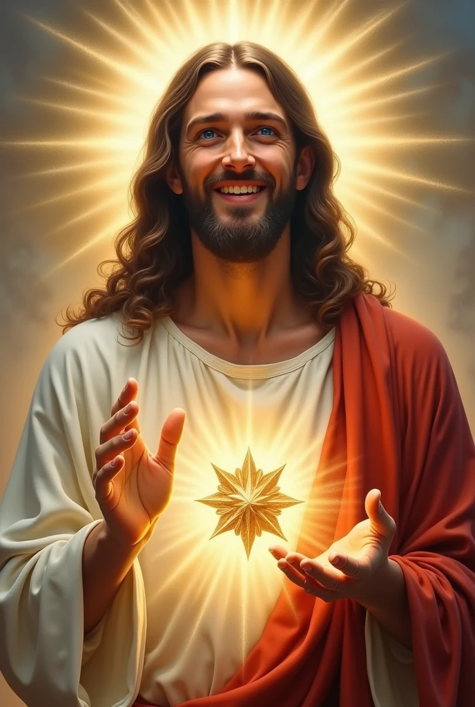 Lord Jesus half happy Jewish body shining bright blue eyes bless me with his hands