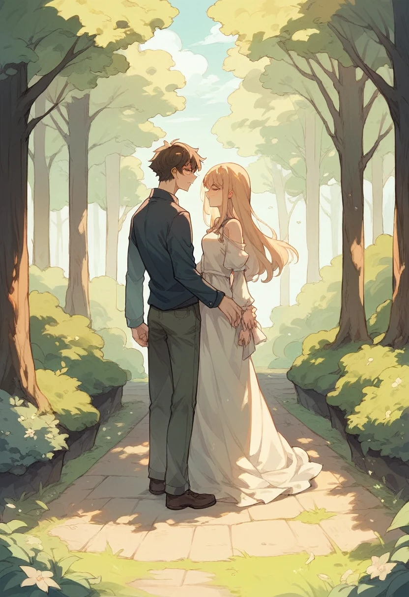 couple anime, romantic. size gap, tall boy and small girl 