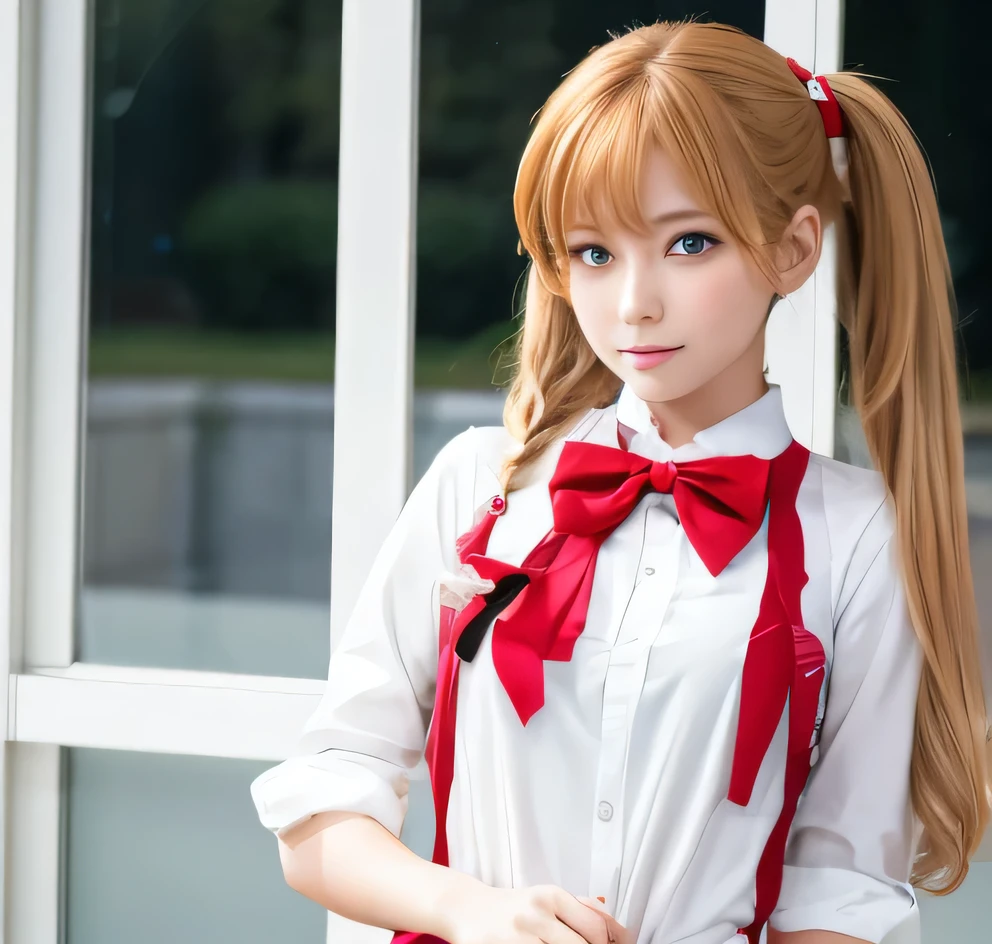 Eva Asuka Langley Blonde long twin tails beautiful girl uniform