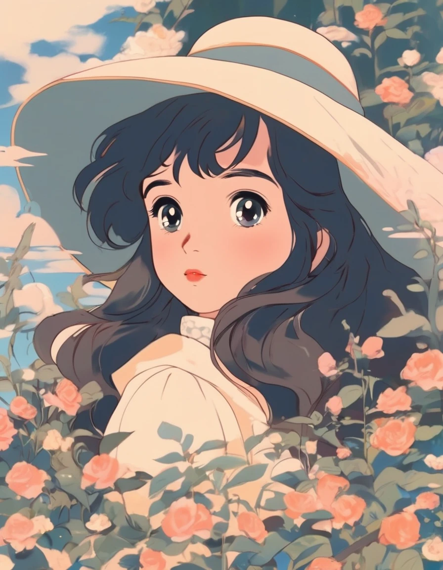A modern remake of a nostalgic 2D illustration from around 1900., Cute Teen, Portrait Style, Anime Style