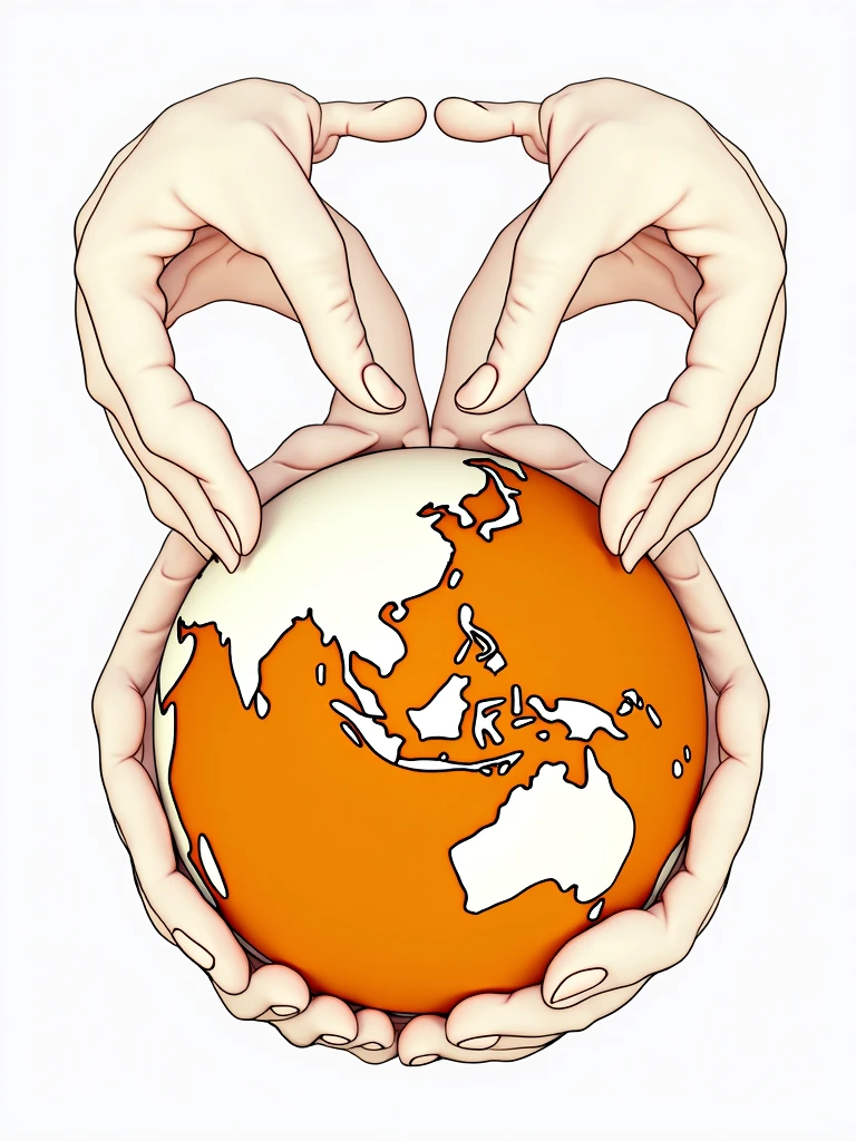 (photorealism:1.2) a globe, wraping around by a circle of hand to hand holding