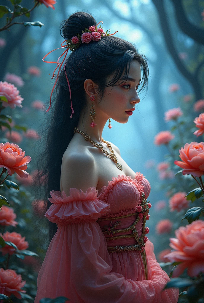 Top quality, High target_solve, clearly_image, Detailed background, Black Myth: Wukong&#39;s Fourth Sister, flower, flower园, Starry Sky,
