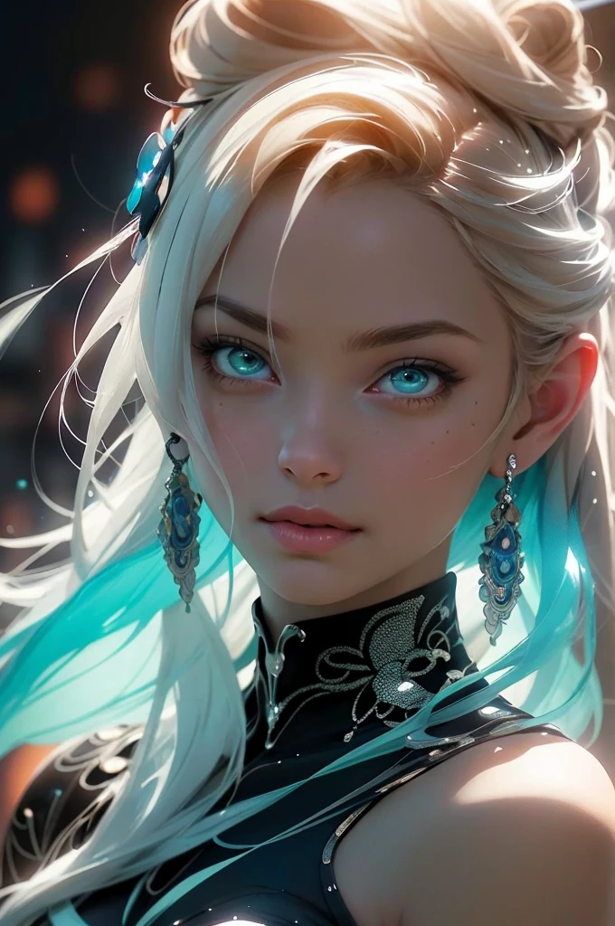 (((masterpiece))), (((best quality))), ((ultra-detailed)), (hyperrealistic), (highly detailed CG illustration), ((an extremely delicate and beautiful)),cinematic light, Create a stunning anime artwork that is currently trending on ArtStation, showcasing exquisite beauty and captivating aesthetics. The art piece should be highly detailed, featuring a compelling character and a visually appealing environment. The character in the artwork is a graceful and enchanting figure, radiating an aura of elegance. Pay close attention to intricate facial features, such as mesmerizing eyes with vibrant colors and delicate shading. The character's clothing should be designed with elaborate patterns, flowing fabrics, and rich textures, reflecting a blend of fantasy and contemporary fashion. Place the character in a captivating environment that enhances the overall appeal of the artwork. It could be a breathtaking natural landscape, a bustling futuristic cityscape, or a mystical realm filled with magical elements. Incorporate vibrant colors, dynamic lighting, and detailed background elements to create a sense of depth and immersion. Consider the latest trends in anime art, such as incorporating unique lighting effects, exploring creative composition techniques, or experimenting with unconventional color palettes. Take inspiration from the top artists on ArtStation and their exceptional execution of various art styles and themes. Camera: Choose an angle that highlights the character's beauty and the immersive environment. Lighting: Utilize atmospheric lighting techniques to create depth and mood. Resolution: Aim for a high-resolution artwork to showcase intricate details and clarity. Art Inspirations: Seek inspiration from the trending artists on ArtStation, exploring different styles, genres, and themes.