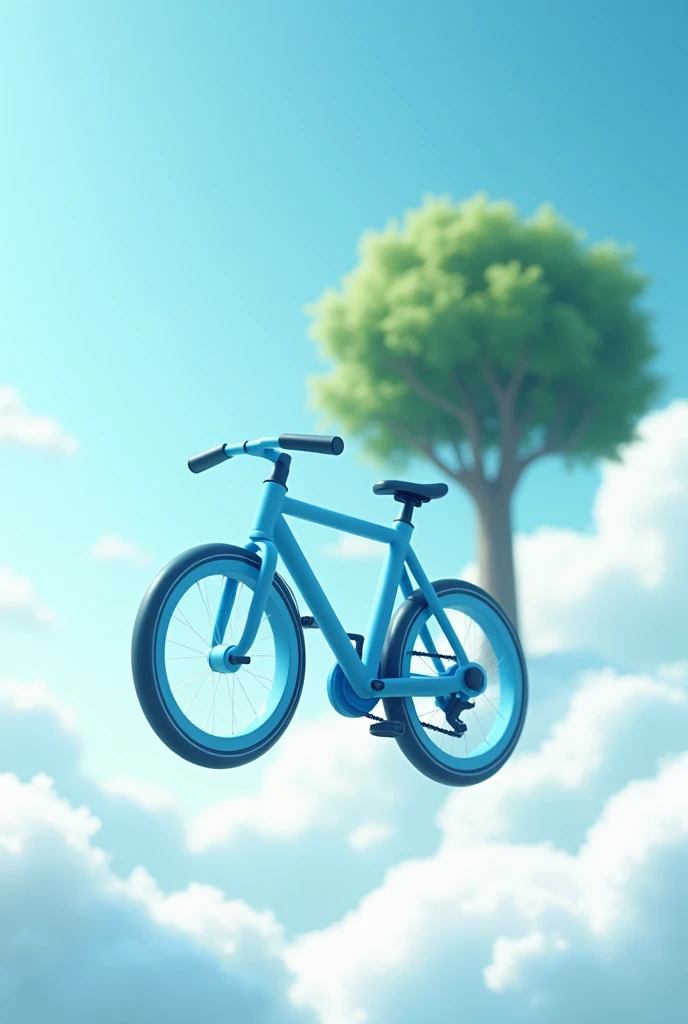 Blue cycle in sky running in loop and behinde tree