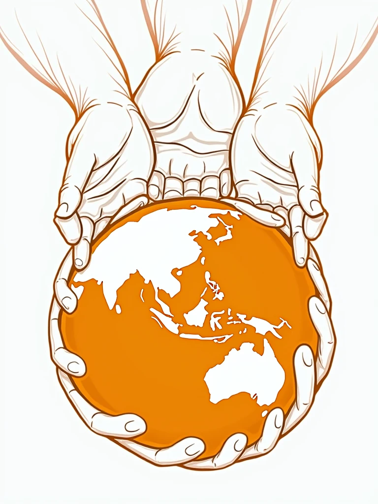 (photorealism:1.2) a globe, wraping around by a circle of holding hands