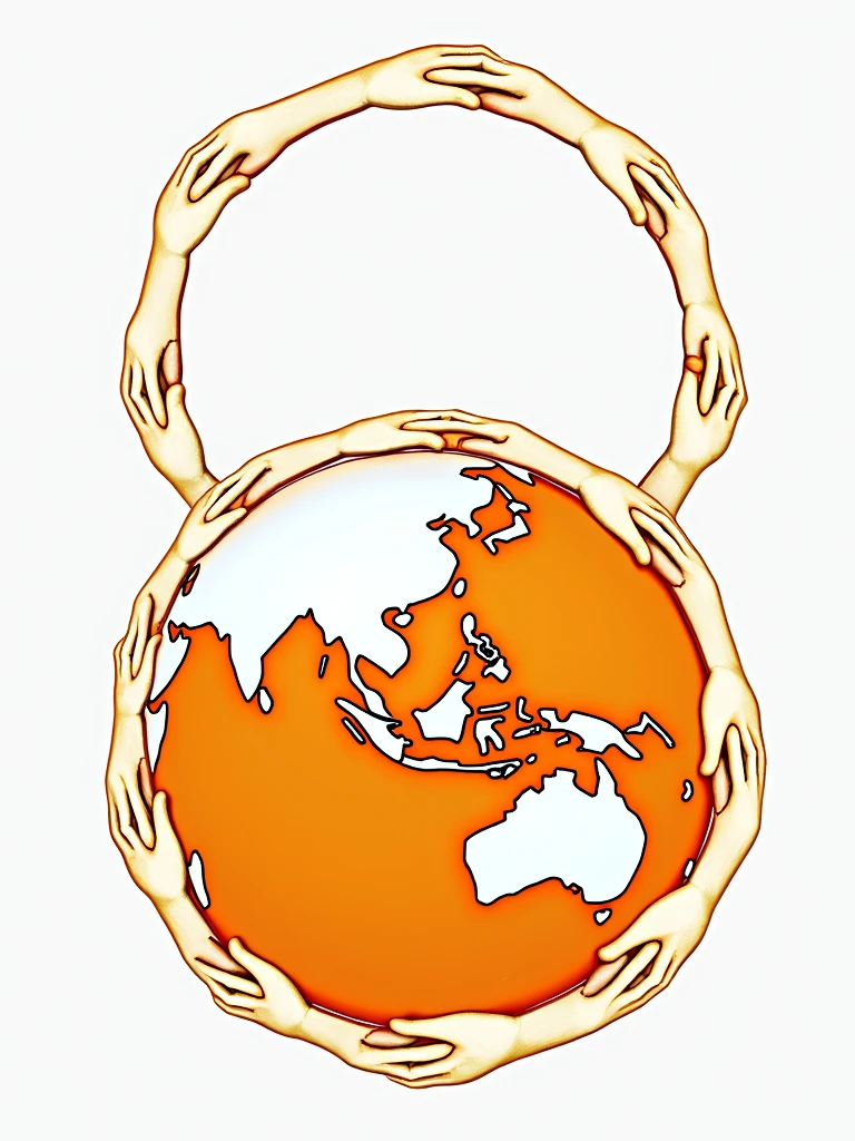 (photorealism:1.2) a globe, wraping around by a circle of holding hands