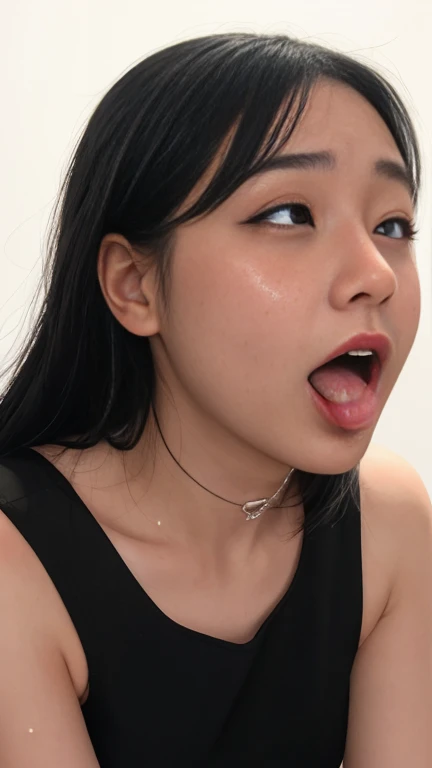 Japanese、All Facials, a lot of cum on face, , Tabletop,High resolution,High resolution, Award-winning photo, Realistic skin texture,Very detailed, Keep your eyes sharp and focused, Nose and mouth,Face focus, Woman with open mouth and closed eyes, Black camisole、3,Bblack hair、Symmetrical face,Realistic nostrils、Low - Angle、Elongated C-shaped nostrils,,,Please be careful when viewing,White Background、Sweaty skin、Iluminação que destaca a Sweaty skin、((Hook Nose))Skin shiny with sweat、Glowing Skin、Sweaty hair、Ball gag、Lighting sun、