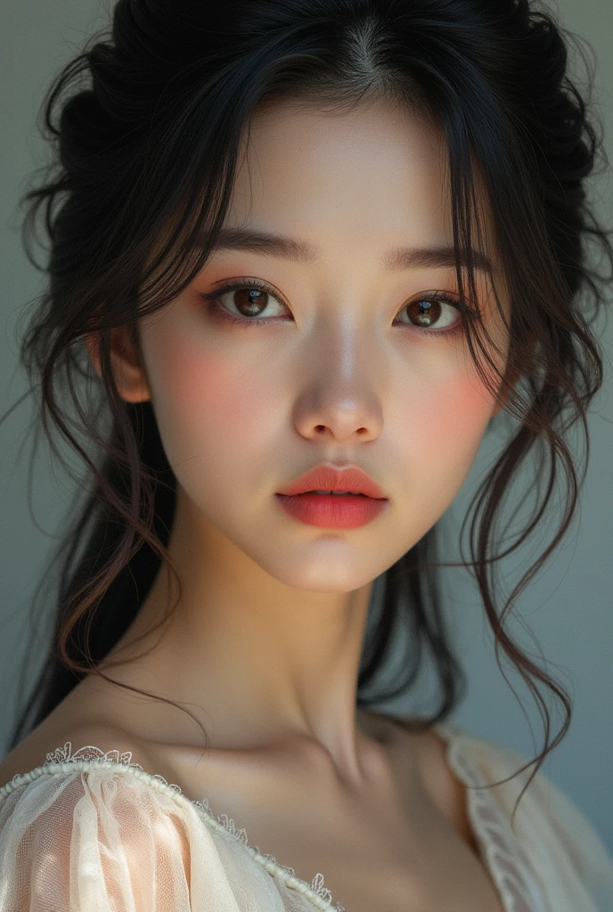 Beautiful lady with white skin, and mixes of Uyghur race and Chinese.