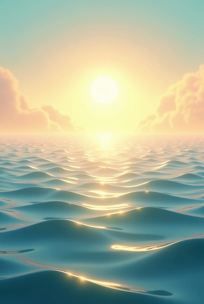  Draw a  animated scene The morning light is shining on the waves of the sea.
 