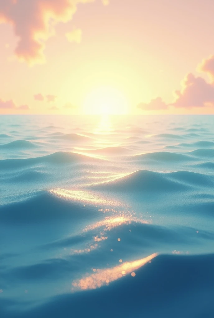  Draw a  animated scene The morning light is shining on the waves of the sea.
 