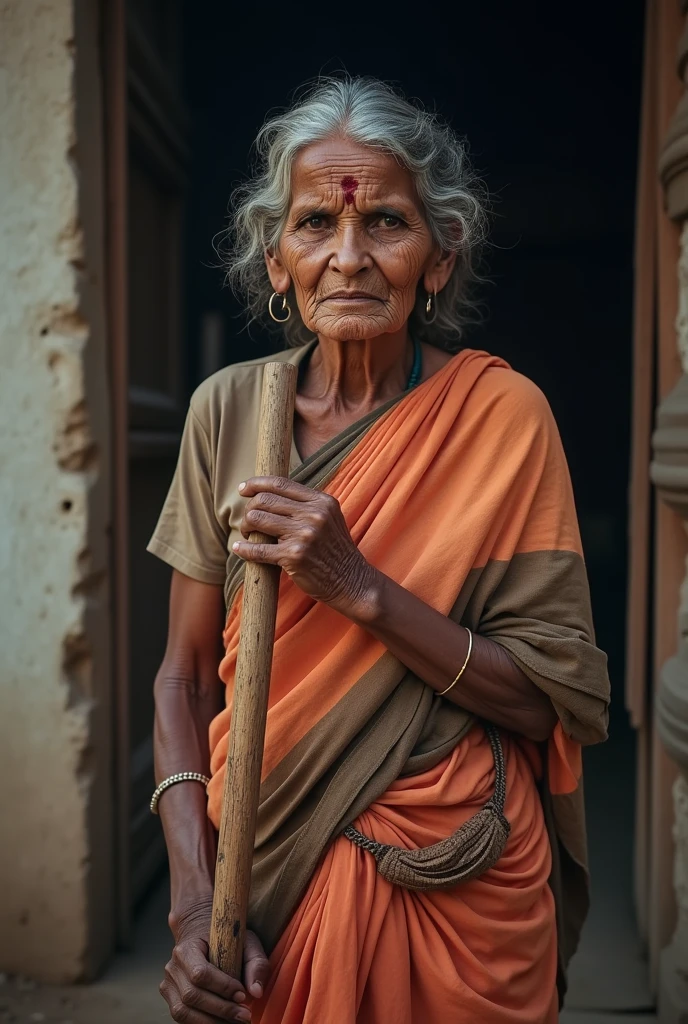 Maharashtra Old women with her stick