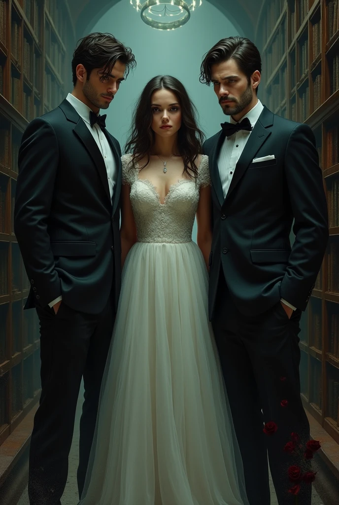 An innocent girl, a obsessive male lead couple and a male villian book cover
