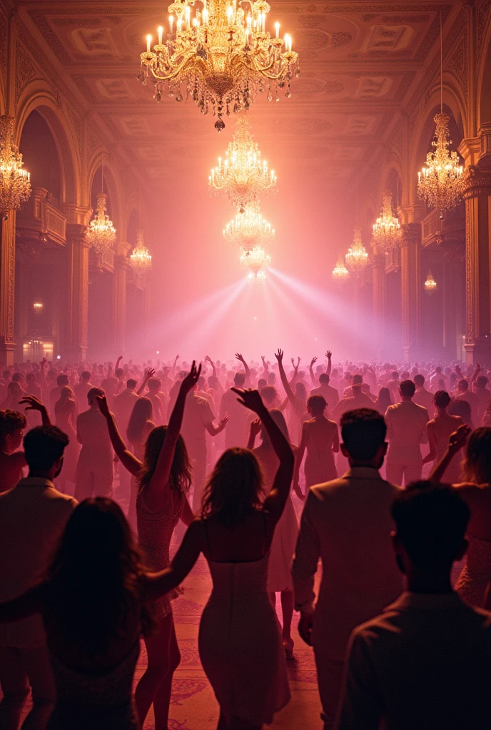 A very large party hall full of people dancing and having a lot of fun