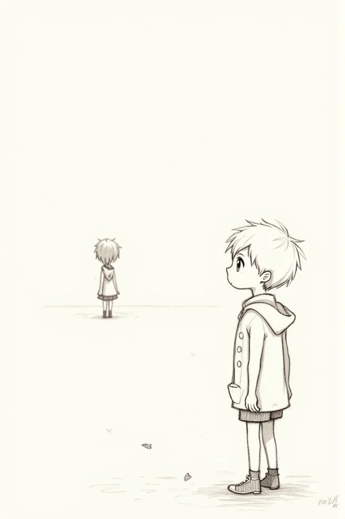 A boy looking girl from far sketch
