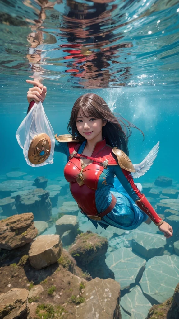 masterpiece、1 beautiful girl、fine eyes、smile、puffy eyes、highest quality, 超High resolution, (reality: 1.4), movie lighting、Japanese、asian beauty、Korean、super beautiful、beautiful skin、body turns forward、close up of face、upper body close-up,(超reality的な)、(High resolution)、(8K)、(very detailed)、(美しくfine eyes)、(Super detailed)、 (wall-)、detailed face、bright lighting、professional lighting、looking at the viewer、look straight ahead、slanted bangs、blonde single braid、Nogizaka Idol、(masterpiece, highest quality:1.2), cowboy shot, alone, 1 girl, water valkyrie, smiling, looking at the viewer, sword and shield, single edge, winged helmet, armored dress,perfect cosplay